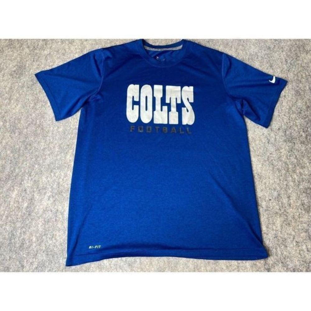 Nike Indianapolis Colts Shirt Mens Adult Large Blue On Field‎ Apparel Dri Fit